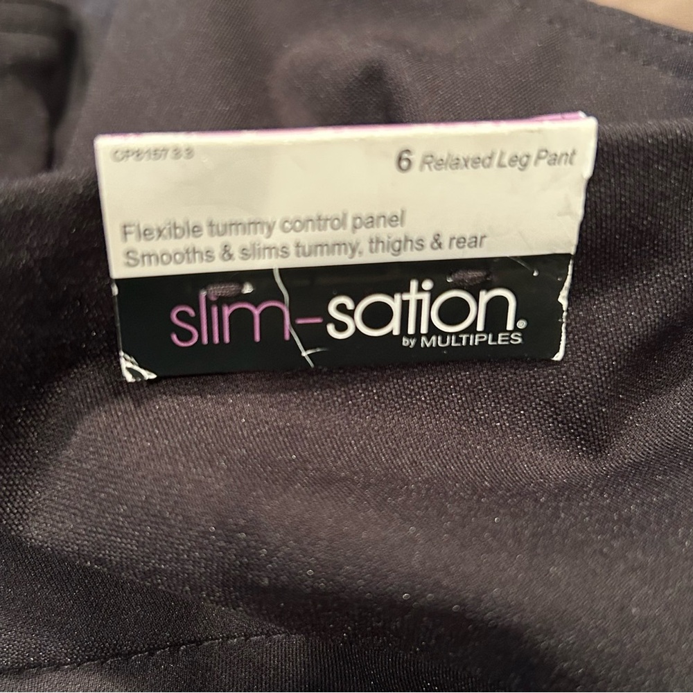 Slim-Sation Multiples Black Relaxed Leg Pants Womens 6 Tummy Control Pull On NWT - Picture 5 of 11